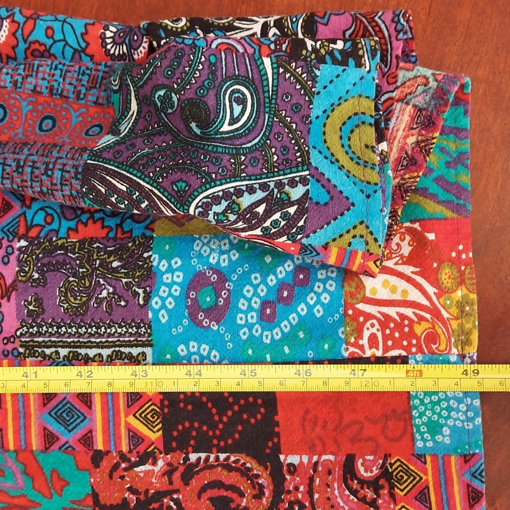 Patchwork Print Maxi Dress Womens XL Boho Festival Colorful Paisley V Neck Indie - Picture 10 of 10
